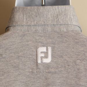 FootJoy FJ Men's gray, purple and white short sleeve Golf polo shirt Medium M